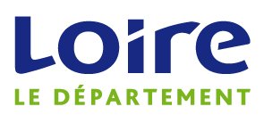 Logo Conseil Général Loire représenté par le mot "Loire" écrit en gros et en bleu. En dessous est écrit "LE DEPARTEMENT" en majuscule et en vert. Le fond est blanc