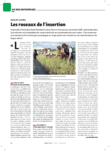 Article présentant la vocation d'insertion et l'activité de production de roseaux d'OASURE publié dans la Tribune verte n°2683 le 2 janvier 2014
